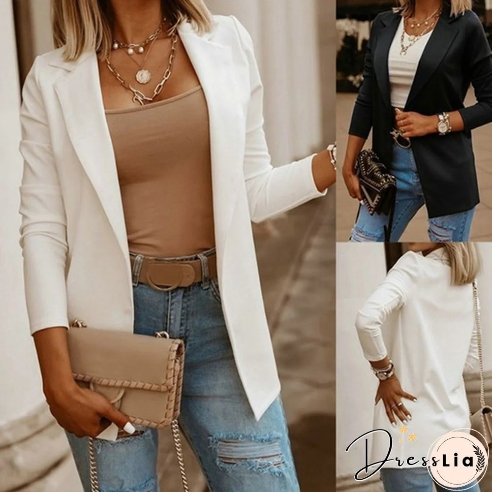 Women's Cardigan Jackets Coat Autumn Spring Fashion Long Sleeve Open Front Solid Color Casual Oversized Long Blazer