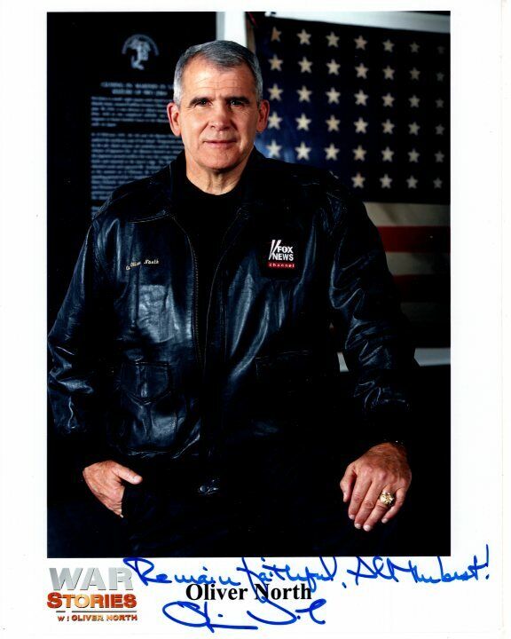 OLIVER NORTH signed autographed 8x10 Photo Poster painting GREAT CONTENT