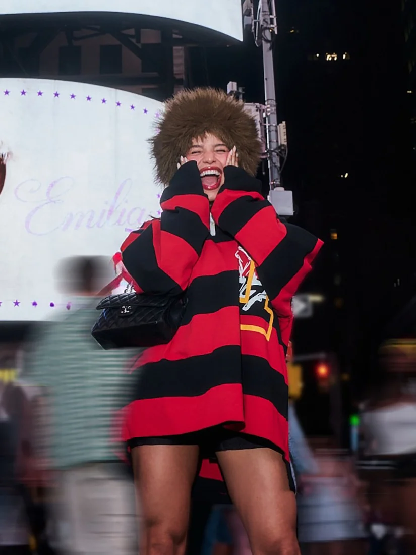 Athvotar Athvotar Wind Stripes Crash V-Neck Polo Print Tops Loose Casual Languid Fashion Design Woman