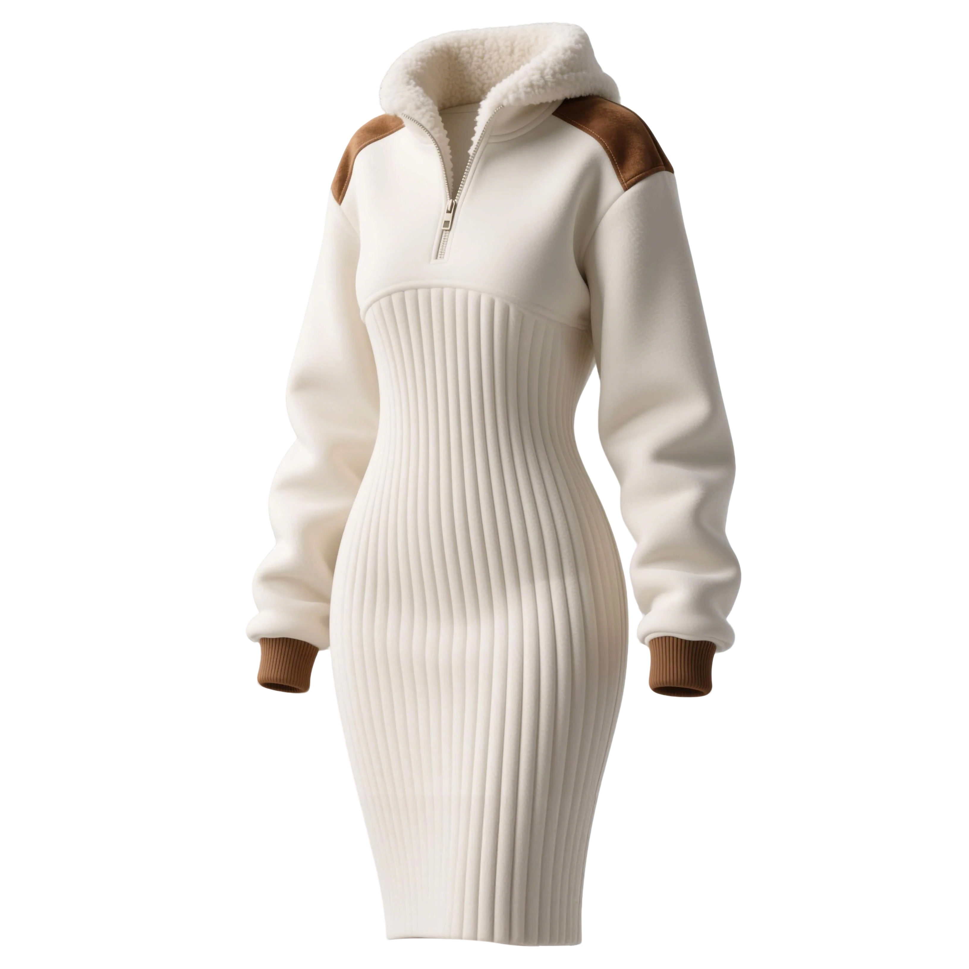  High-Neck Pullover with Contrast Shoulder Panels and Vertical Logo Sleeve