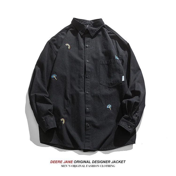 Men Long-Sleeve Shirt Spring Long Sleeve Tooling Men Loose Trendy Spring and Autumn Leisure Shirt Coat