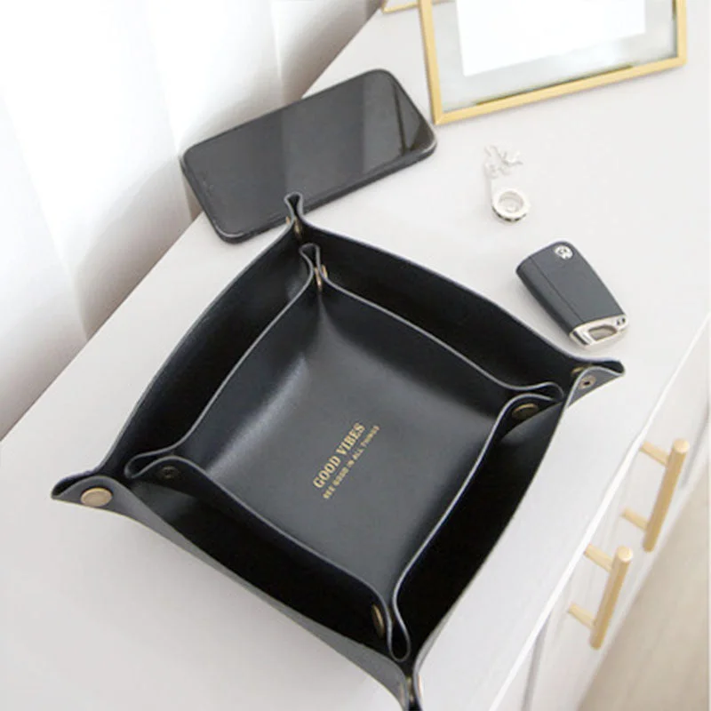 PU Storage Tray Jewelry Display Plate Necklace Ring Earrings Display Tray Creative Decoration Organizer Jewelry Makeup Storage