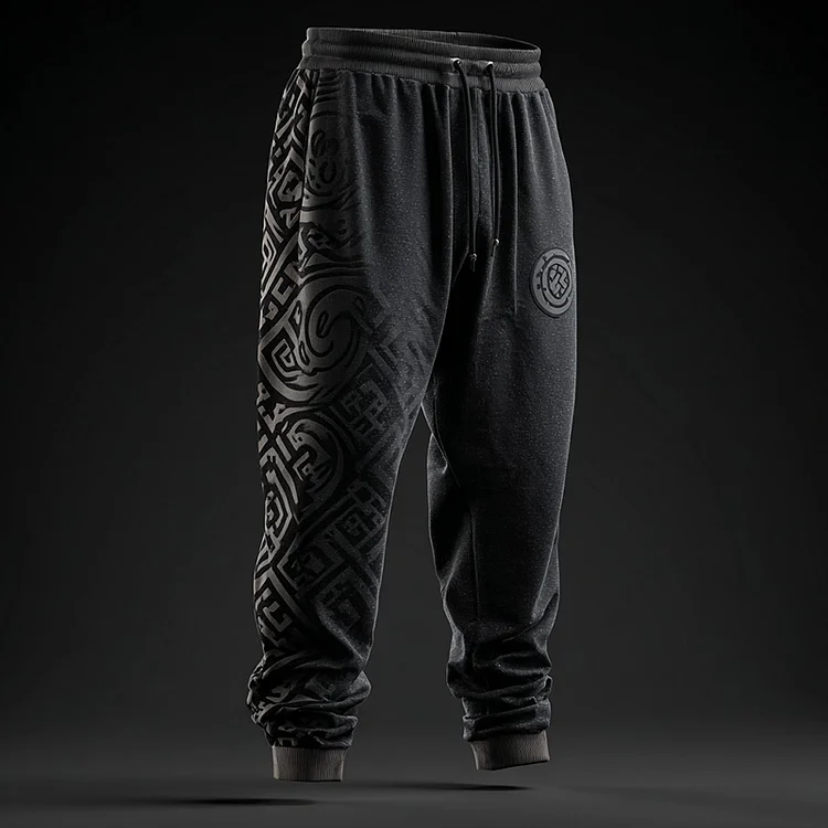 Men's Retro Viking Rune Pattern Casual Sports Pants