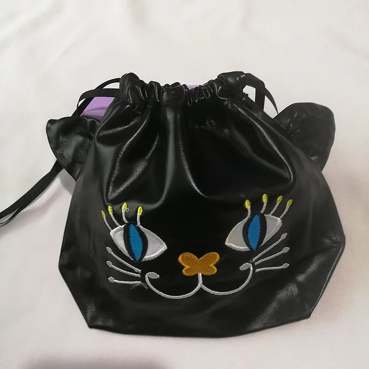 Cat Embroidery Cosmetics Collection Bag