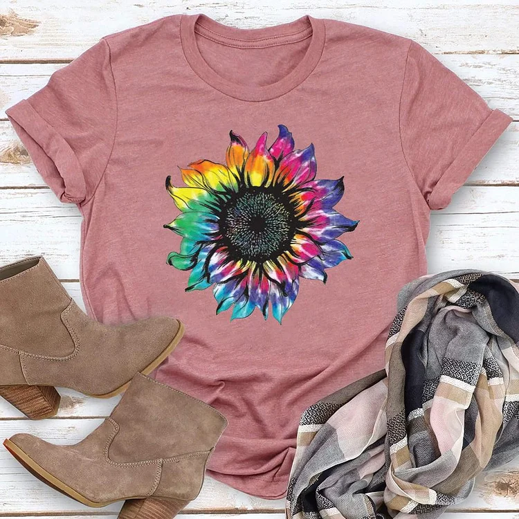 Sunflower Shirt, Tie Dye Sunflower T-Shirt Tee - 01493-Annaletters