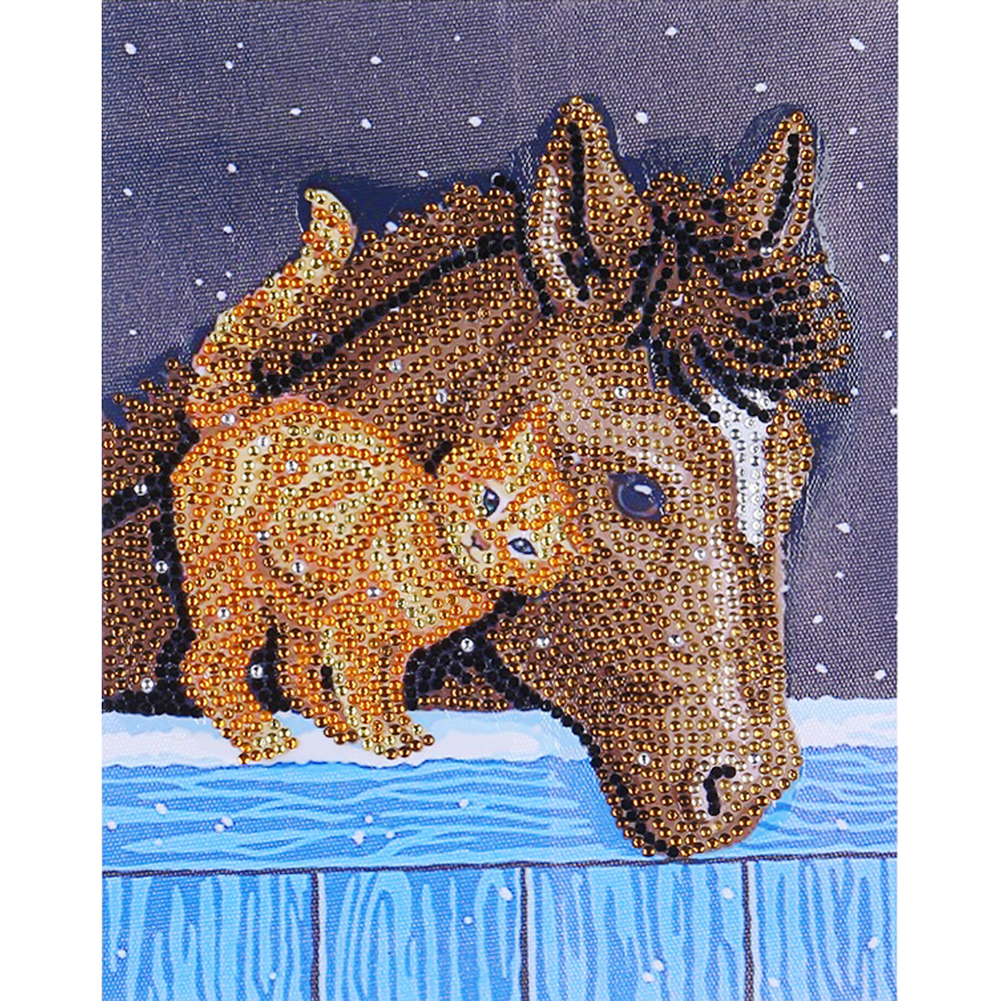 Diamond Painting - Crystal Rhinestone - Horse Cat