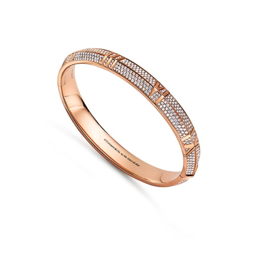 Atlas® X Closed Wide Hinged Bangle (in Rose Gold with Pavé Diamonds)