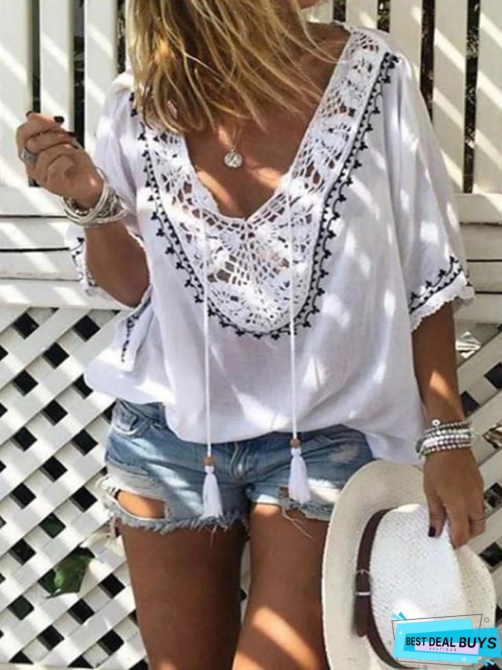 Women's Blouse Shirt Solid Colored V Neck Tops Loose Basic Top White Purple Yellow-0207807