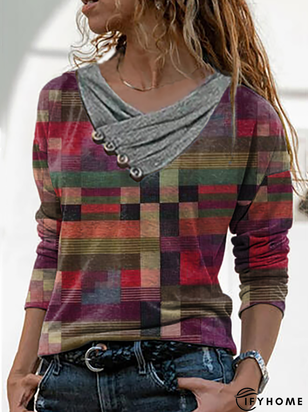 Casual Plaid Printed Top | IFYHOME