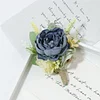 10PCS Wedding Catering Bridal Groom Guests Corsage Boutonniere Wrist Artificial Peony Flower Bouquets