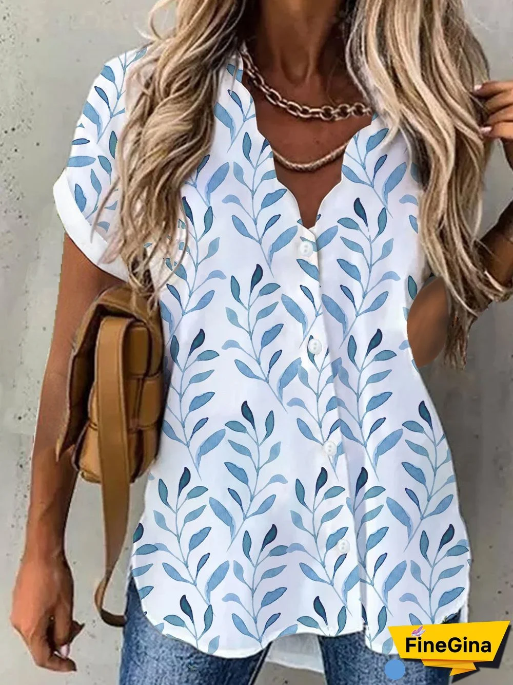 Casual Buttoned Short Sleeve Blouse