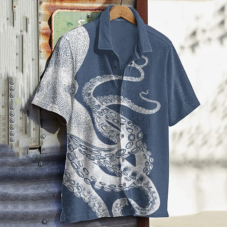 Japanese Art Octopus Graphic Printed Shirt
