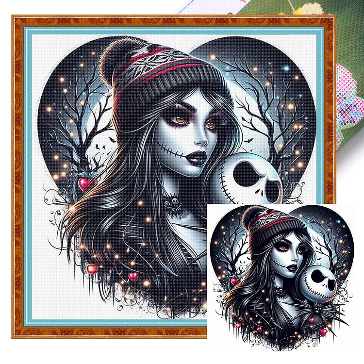 【Huacan Brand】Halloween girl 40*40cm 11CT Stamped Canvas Cross Stitch gbfke