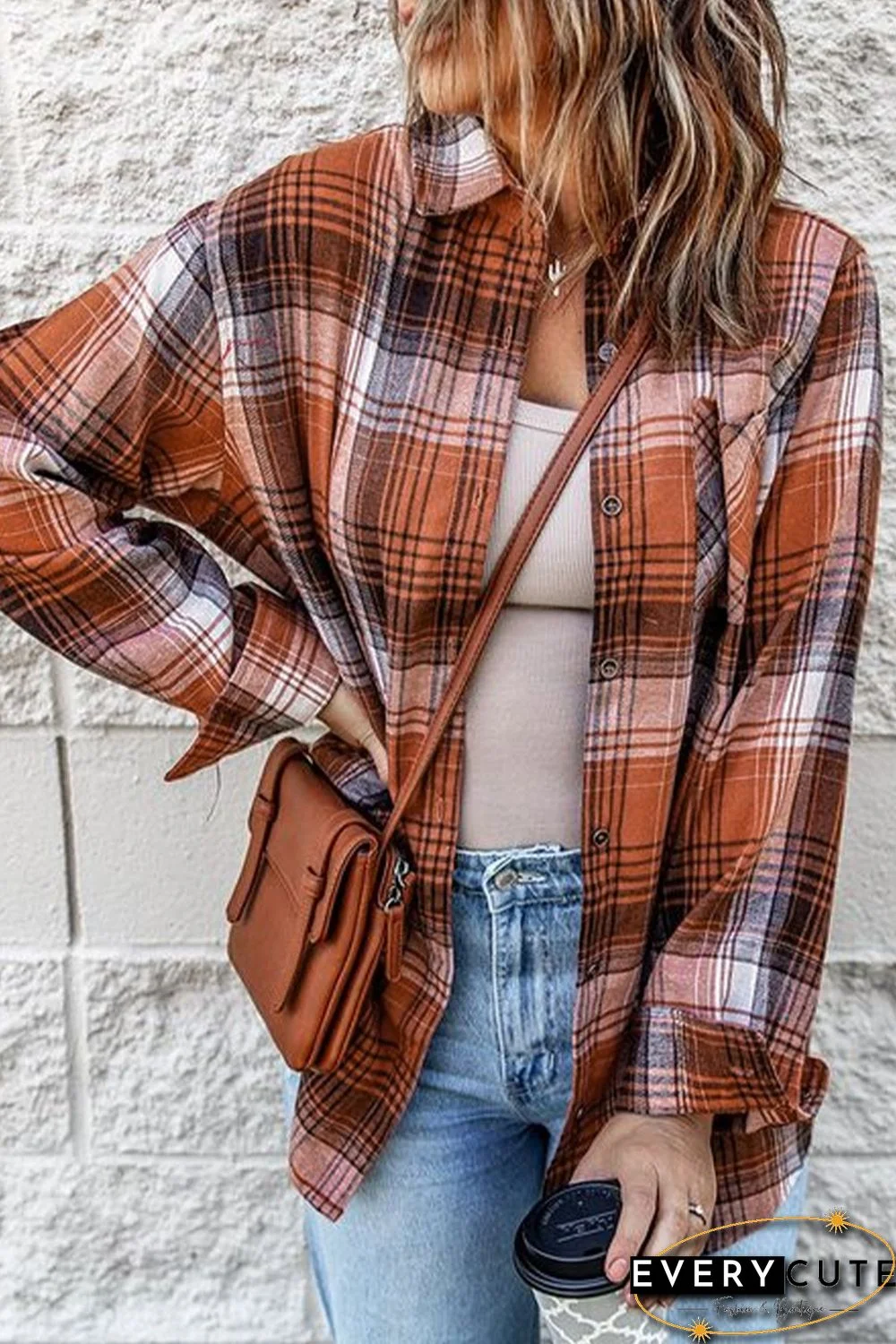 Plaid Long Sleeve Shirt with Pocket