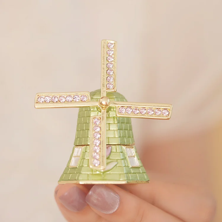 Luxurious Romantic Tulip Windmill Enamel Jewelry Box