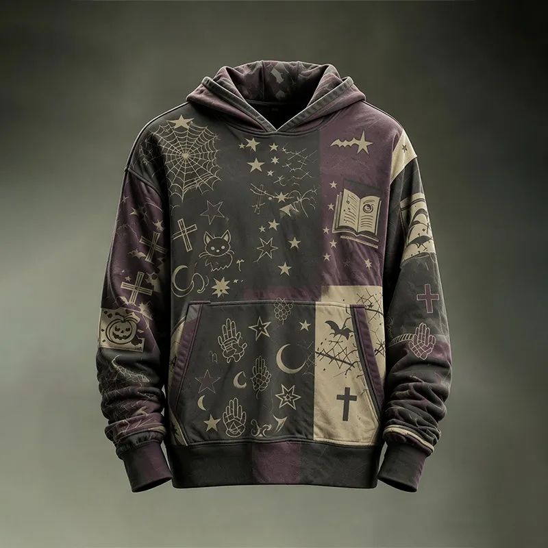 Men's Colorblock Halloween-themed Fun Pattern Long-sleeve Sweatshirt artswardrobe
