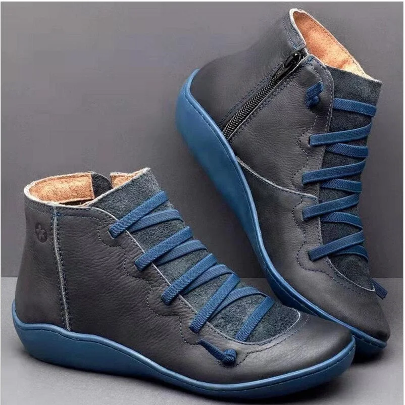 New 2019 Booties Woman  Lace Ankle Boots Suede Stitching Boots Short Arch Support Comfortable Soft Bottom Female Boot Big Size