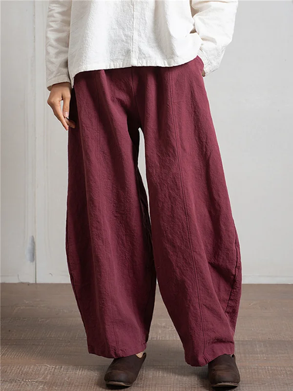 Simple High Waisted Solid Color Wide Leg Pants