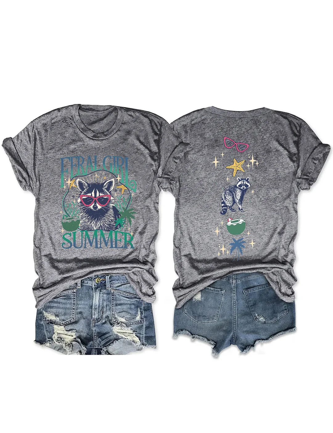 Feral Girl Summer Raccoon T-Shirt