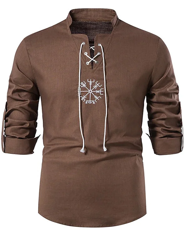 Men's Stand Collar Casual Patchwork Long Sleeve Top