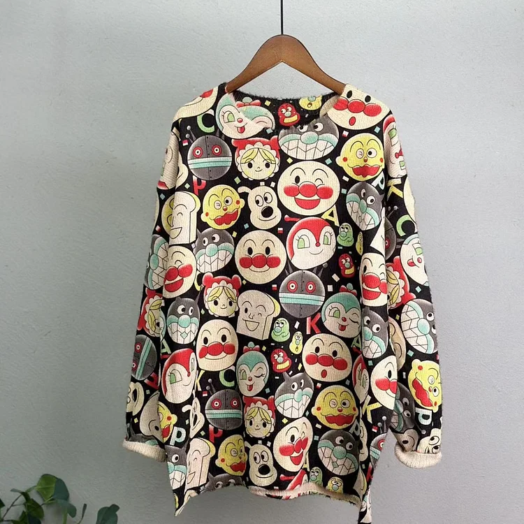 Plus Size Women Knitted Floral Printed Long Sleeve Sweater socialshop