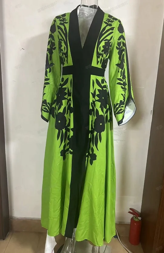 Toloer Toloer 2024 New Contrast Color Print Loose Casual Accept Waist Long Dress Woman-Outfit Ideas