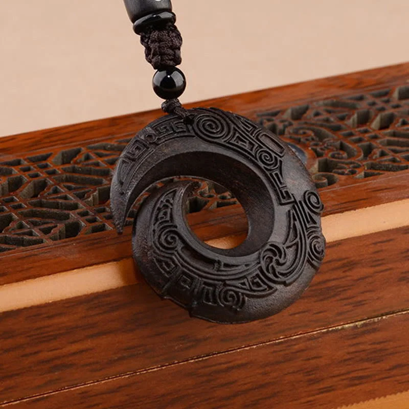 Small Leaf Red Sandalwood Ebony Wood Protection Necklace Pendant