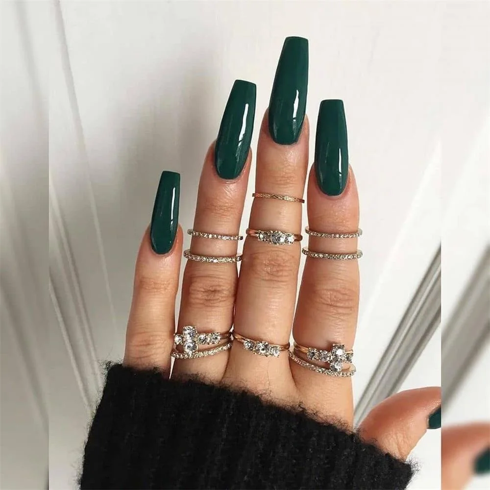 Jelly Red False Nails Long Ballerina Artificial Fake Nails Full Cover Detachable Wearable Coffin Nail Tips DIY Manicure Tool