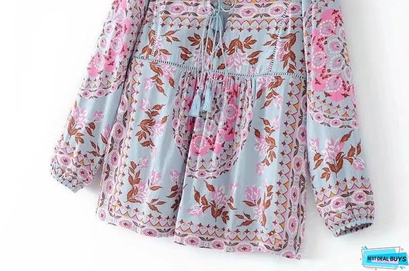 Bohemian long-sleeved lace sunscreen loose blouse