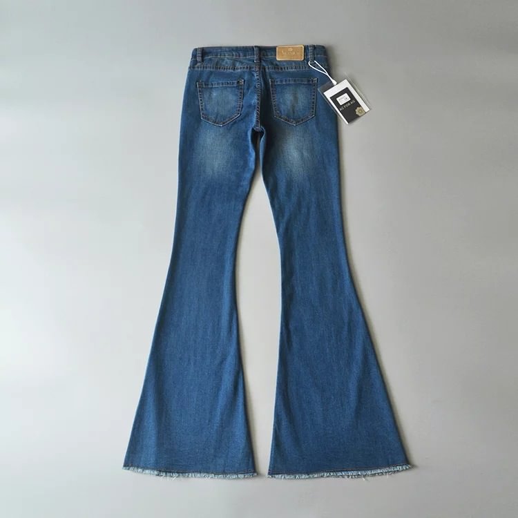 Jeans Women High Waist Elastic Slim Fit Denim Bell-bottom Pants