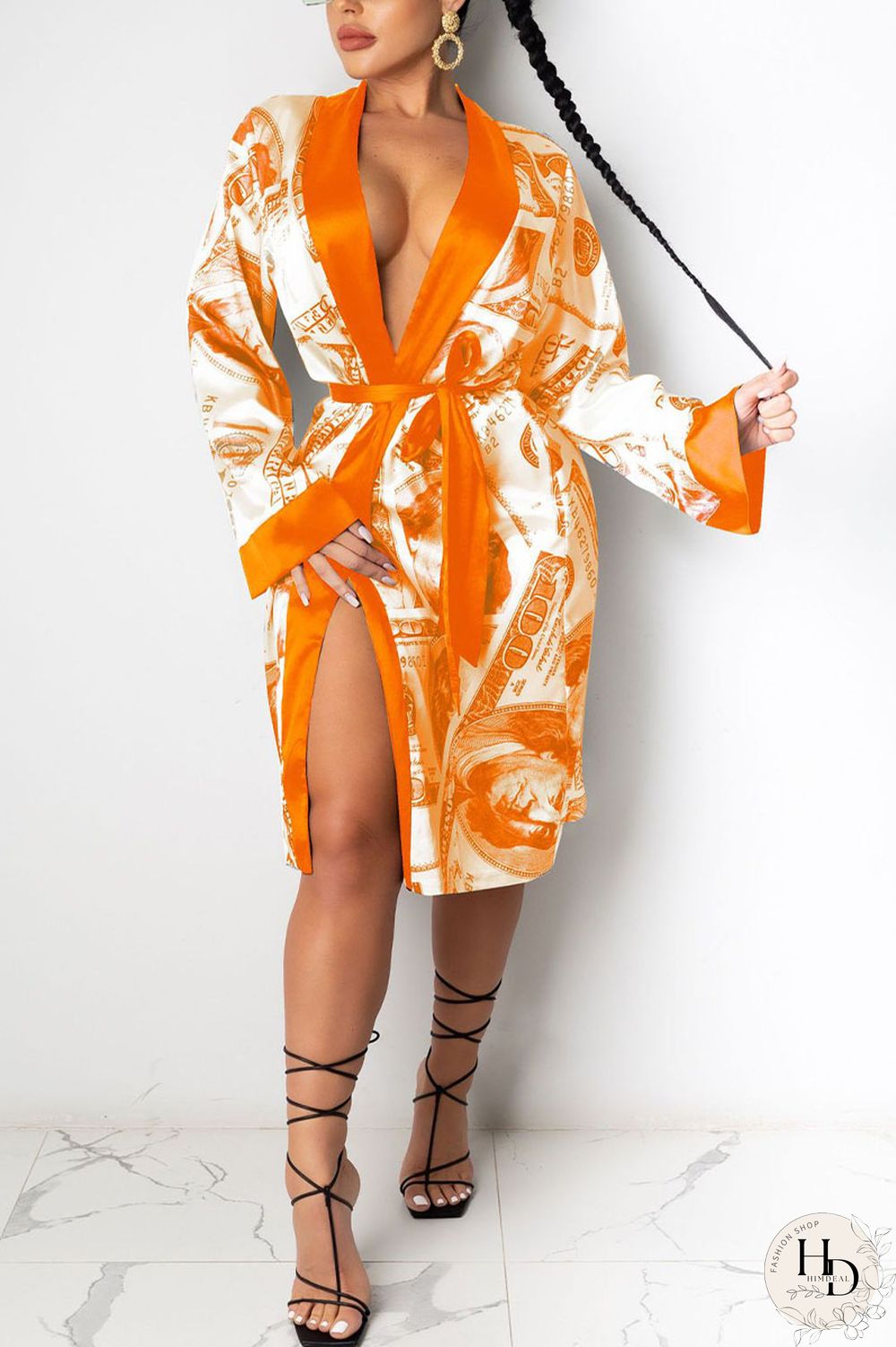 Red Sexy Print Frenulum Outerwear