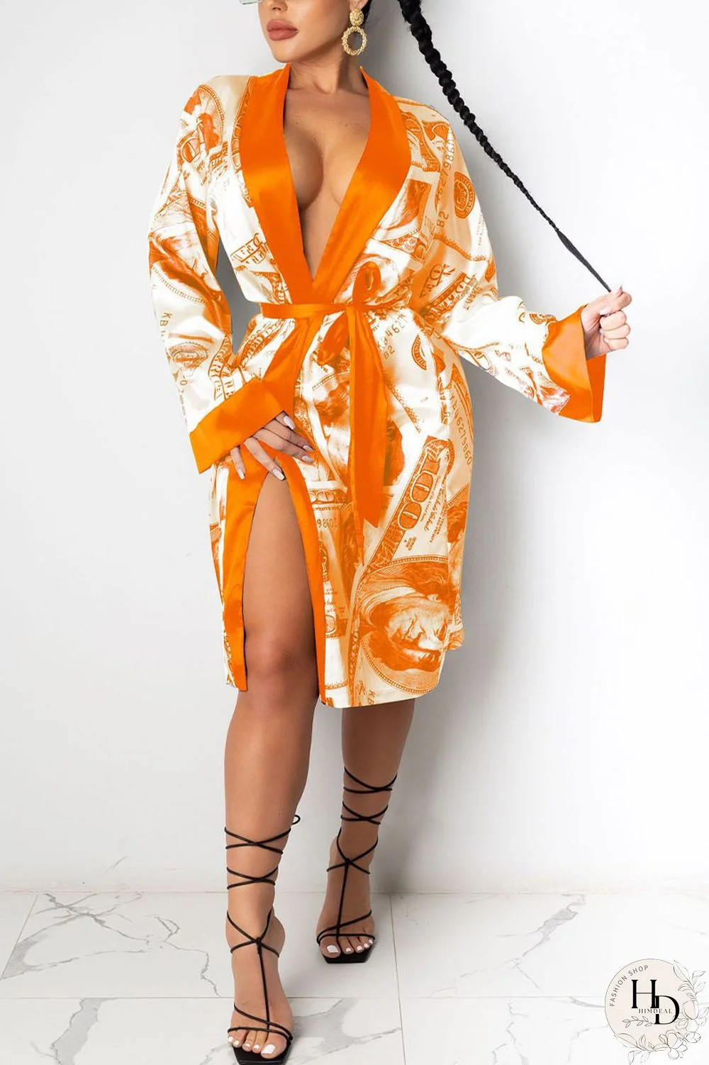 Red Sexy Print Frenulum Outerwear