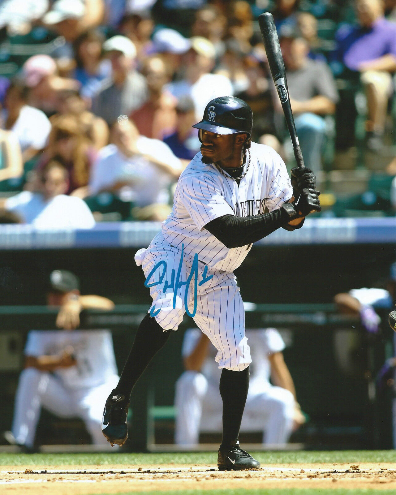 **GFA Colorado Rockies *ERIC YOUNG JR* Signed 8x10 Photo Poster painting E1 COA**