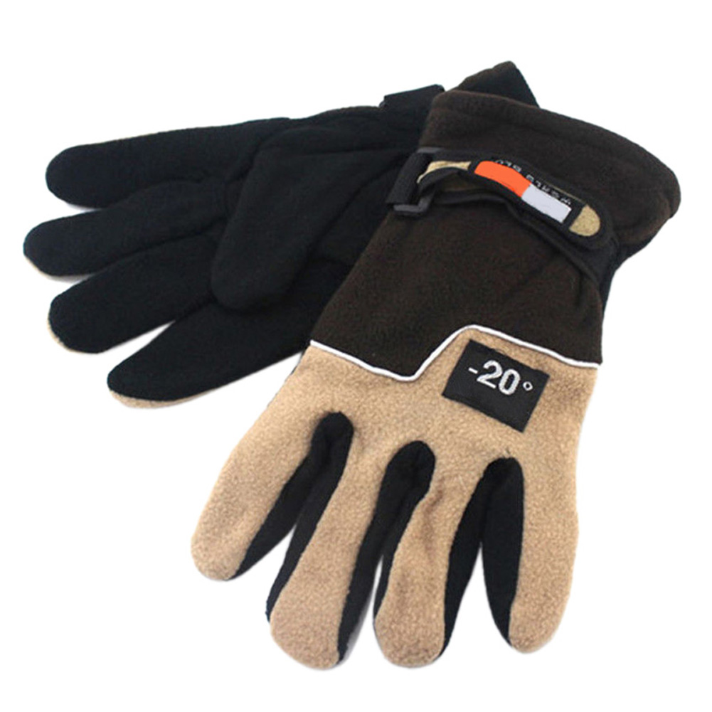 

Men Winter Warm Fleece Thermal Motorcycle Ski Snow Snowboard Gloves, Brown, 501 Original