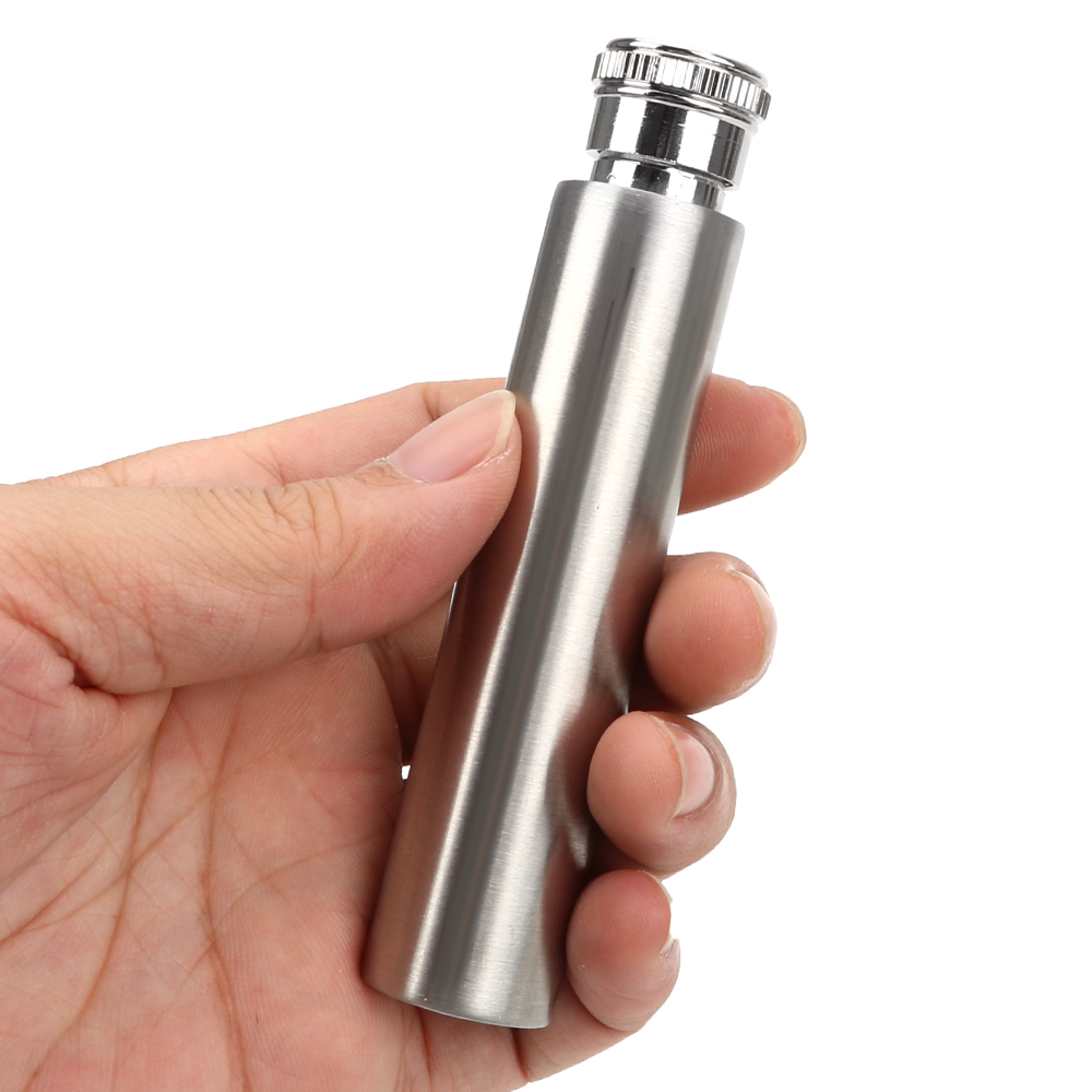 Tegooe Portable Stainless Steel 1oz Tubular Mini Hip Flask for Whiskey and Spirits