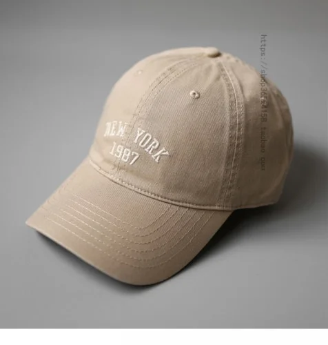 Soft Top Washed Letter Baseball Cap Womens Street Casual All-Match Deep Top Face-Looking Small Peaked Cap Mens Fashion