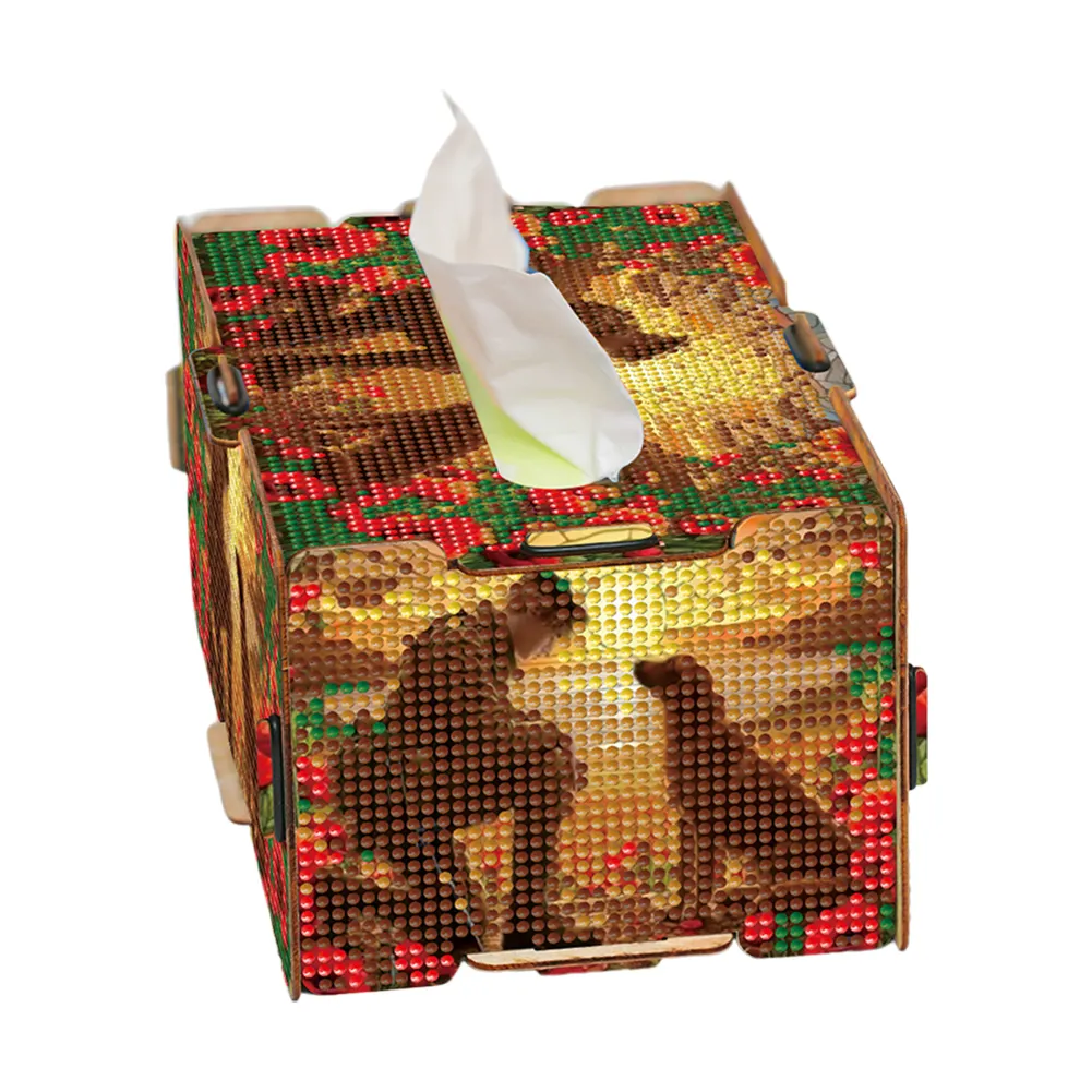 Soldier and Dog Diamond Painting Tissue Box Wood Diamond Art Tissue Storage Box