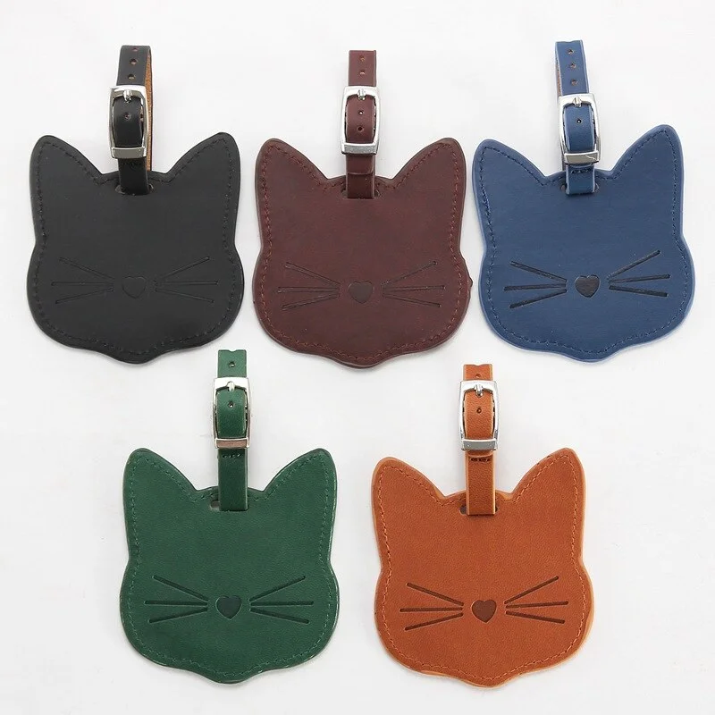 Cute Animal Cat High Quality Travel Accessories Luggage Tag PU Suitcase ID Addres Holder Baggage Boarding Tag Portable Label