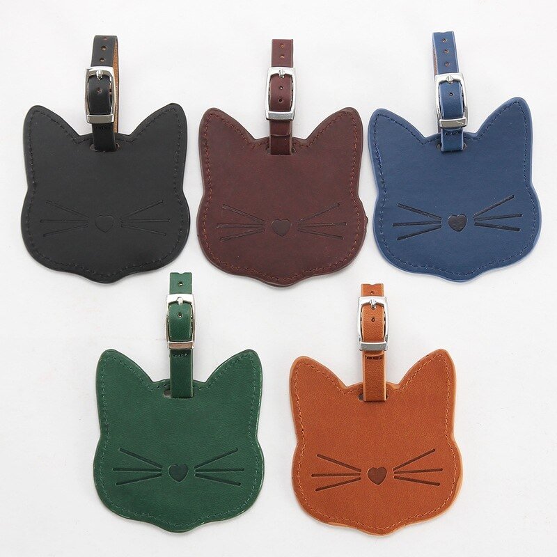 Cute Animal Cat High Quality Travel Accessories Luggage Tag PU Suitcase ID Addres Holder Baggage Boarding Tag Portable Label