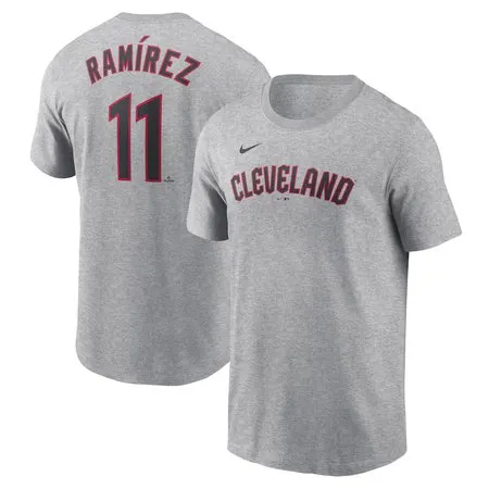 Men's Cleveland Guardians #11 Jose Ramirez  Gray Fuse Name & Number T-Shirt