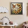 Sonnenblume Schmetterling Kreuz - runder Bohrer Diamantmalerei - 30*30cm