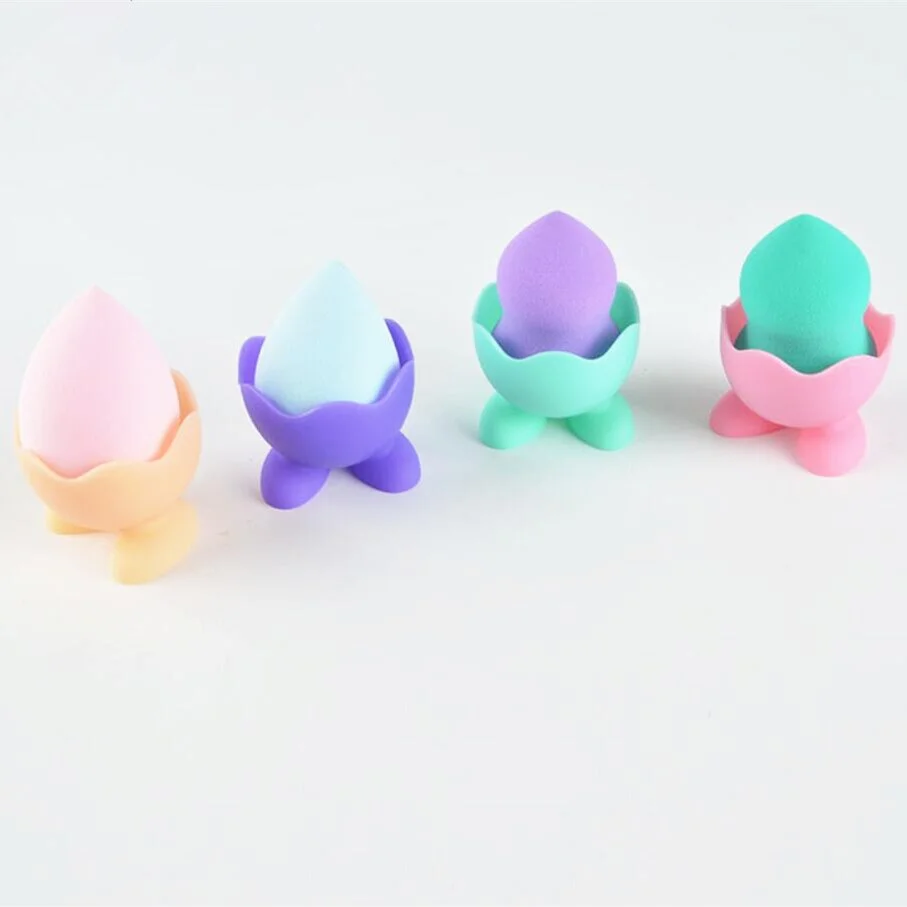 1pc Empty Silicone Egg Holder Cute Cartoon Shaped Non-toxic Anti-fragile Portable Cosmetic Puff Sponge Storage Cup Soft