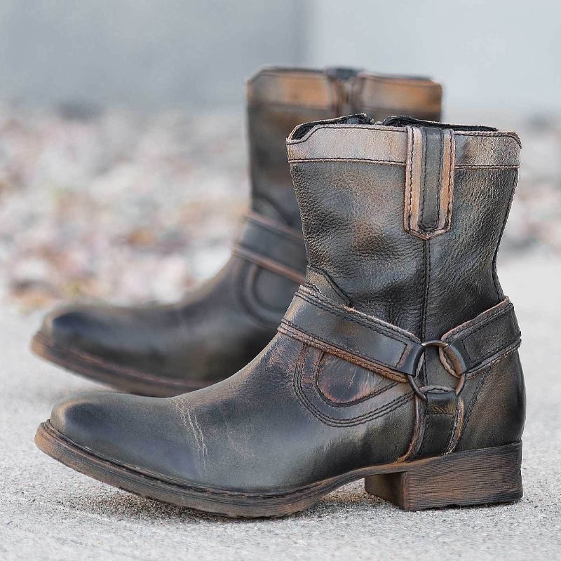 Men's Vintage Leather Lace-Up Boots