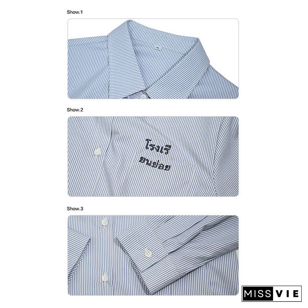 Letter Embroidery Stripe Tie Polo T-Shirt Pleated Skirt JK Uniform