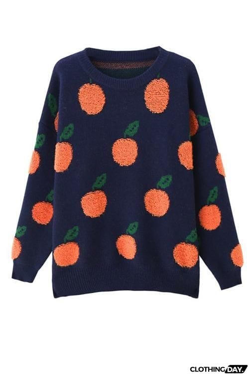 Orange O Neck Jumper Sweater