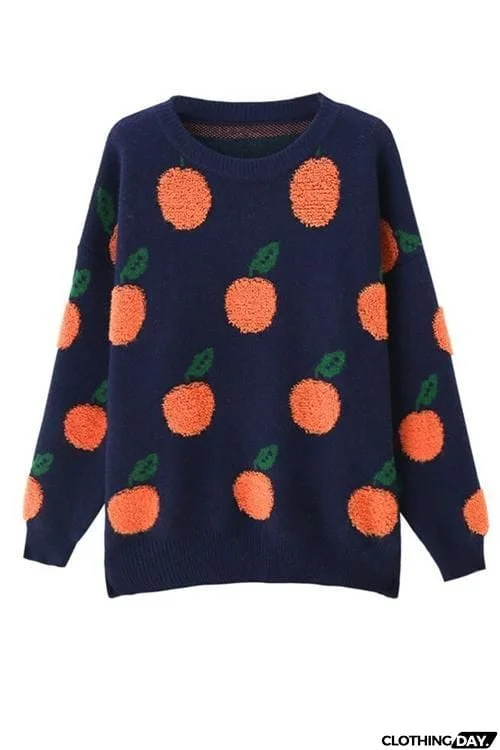 Orange O Neck Jumper Sweater