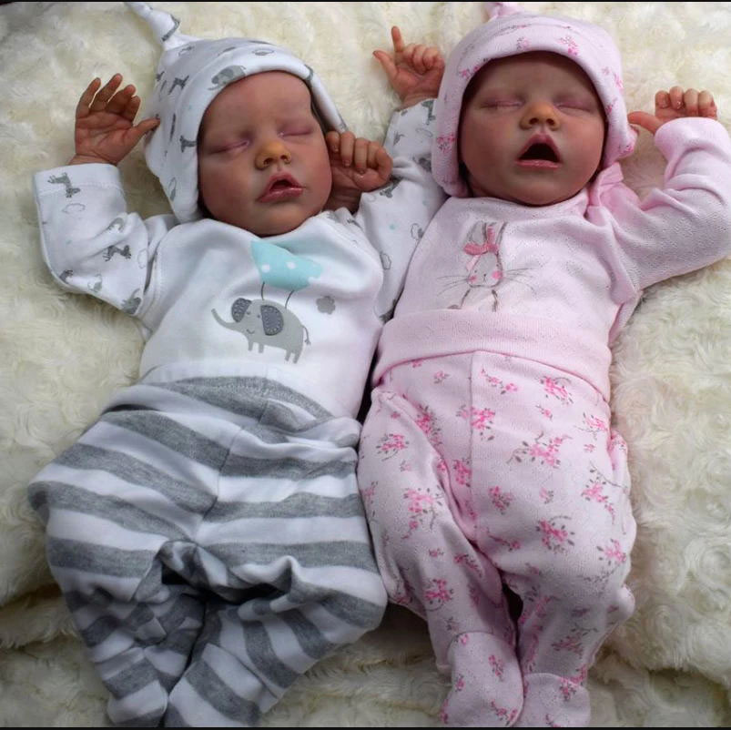 17'' Lifelike Realistic Twins Brother Renata and Jayleen Reborn Baby