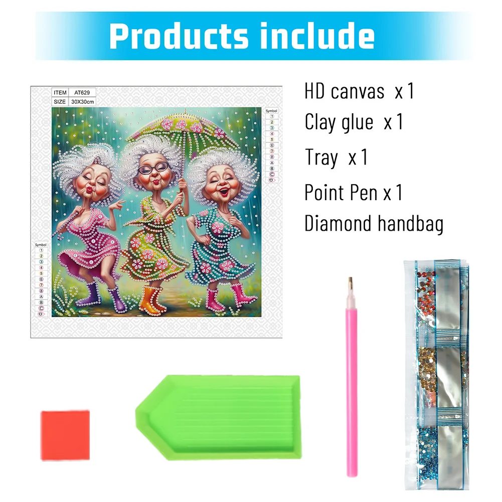 Diamond Painting - Partial Special Shaped Drill - Granny(Canvas|30*30cm)
