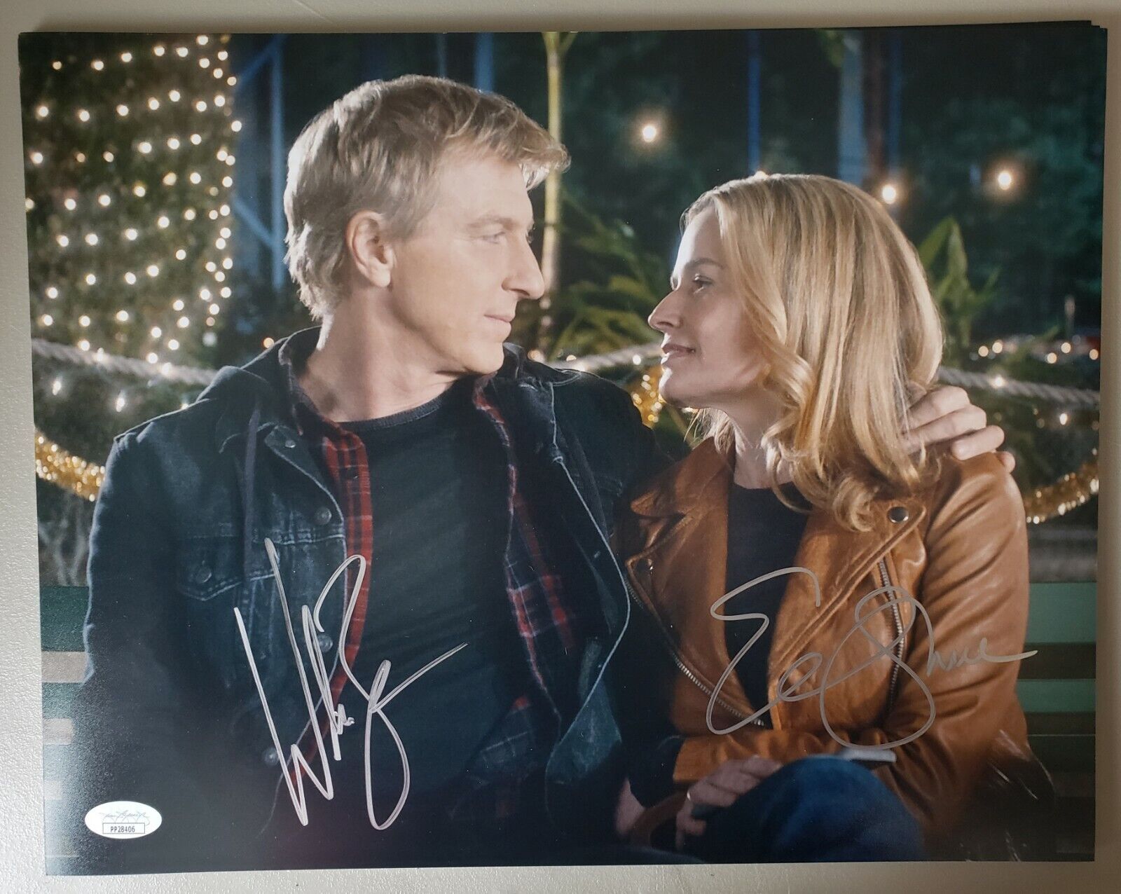 11x14 Autographed by William Zabka and Elizabeth Shue in Cobra Kai Season 3. JSA