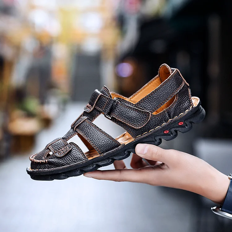 Kasomalang Mens Sandals Summer Outdoor Trekking Beach Casual Shoes Men Breathable Close Toe Leisure Walk Flats Top Quality Male Big Size 48